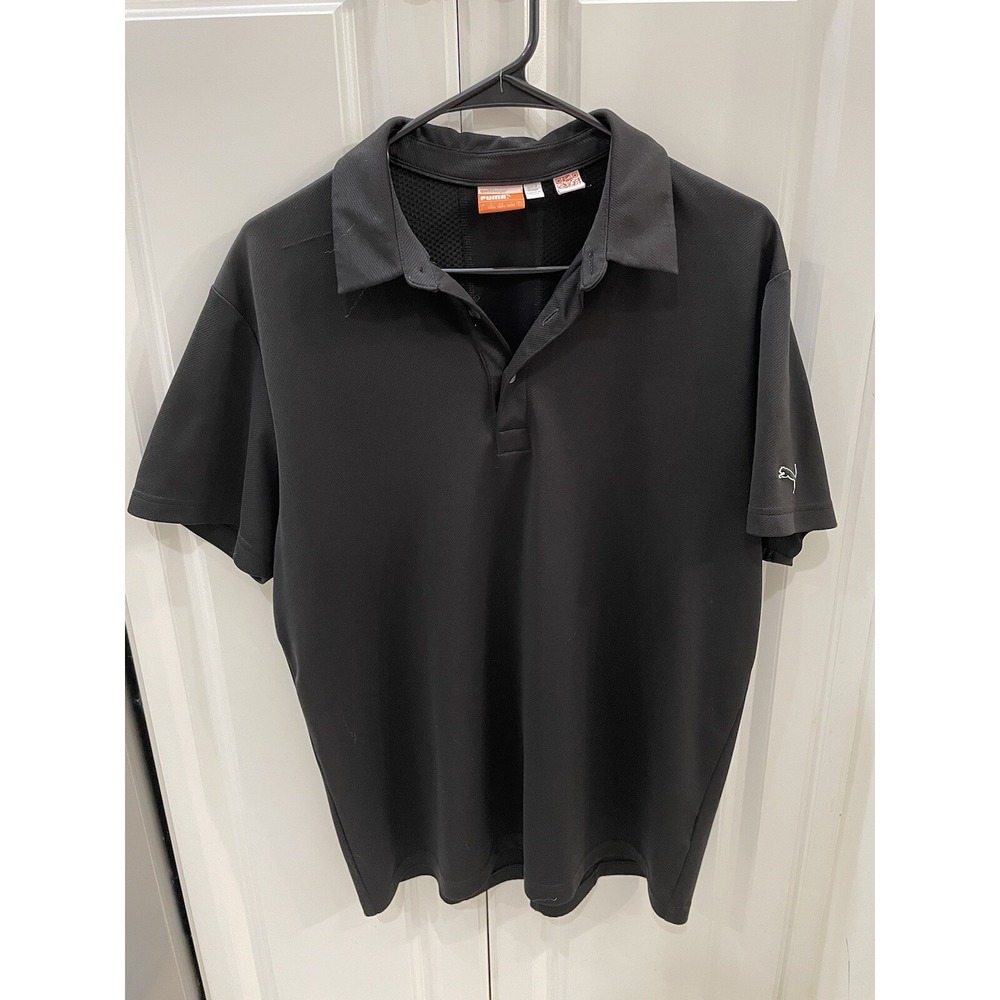 Puma Sport Lifestyle Cool Cell Men's Size L Shirt Black Short Sleeve Polo Shirt